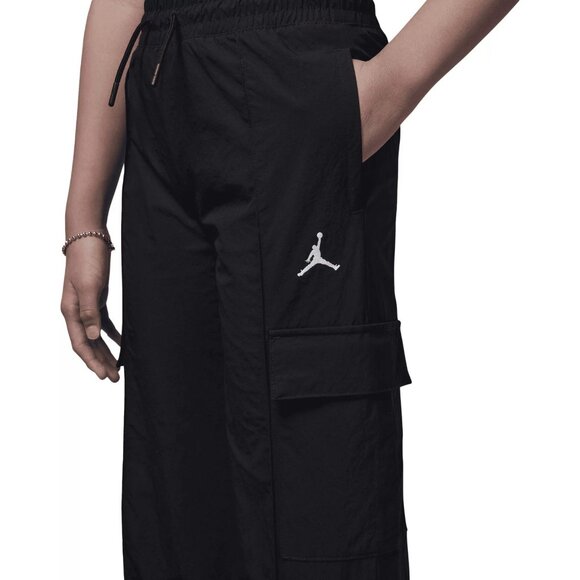 Jordan Double Cargo Woven Pant Girl Size Medium Big Kid Black Wide Leg 10-12Yrs - Picture 2 of 16